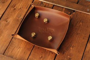 Solid Brass Dice + Game Tray